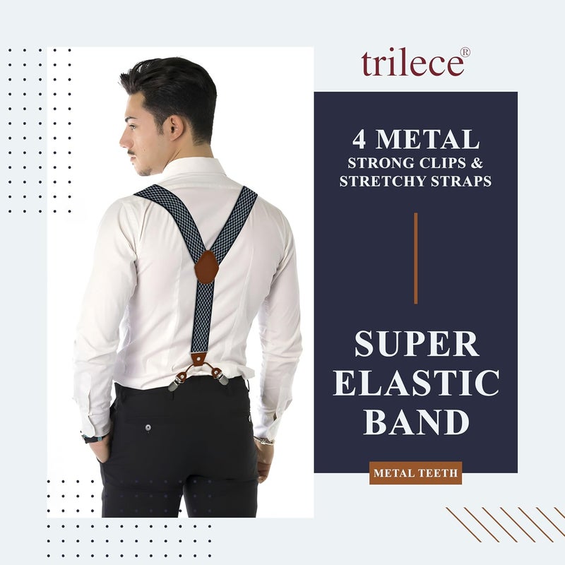 Trilece Mens Suspenders Solid Straight Clip Adjustable Y Back Costume Wedding Prom Tuxedo Dress Suspenders - Image 2